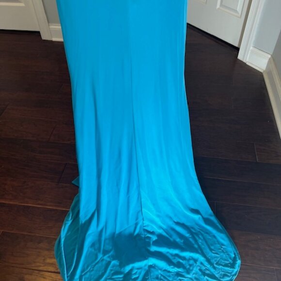 NWT Xcite Formal Dress Sleeveless Jersey Blue Fabric Size 14 - Picture 5 of 9
